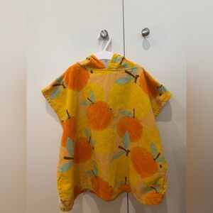 Zara Kids Hooded Towel Poncho in Yellow & Orange Fruit Print